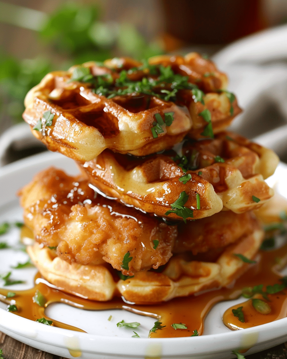 Mini Chicken & Waffle Bites with Hot Honey