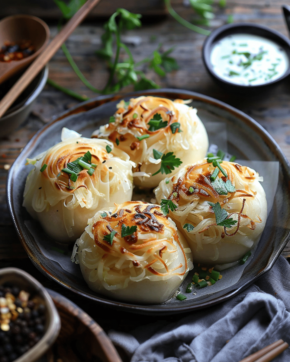 Pan-Fried Cabbage and Noodle Buns