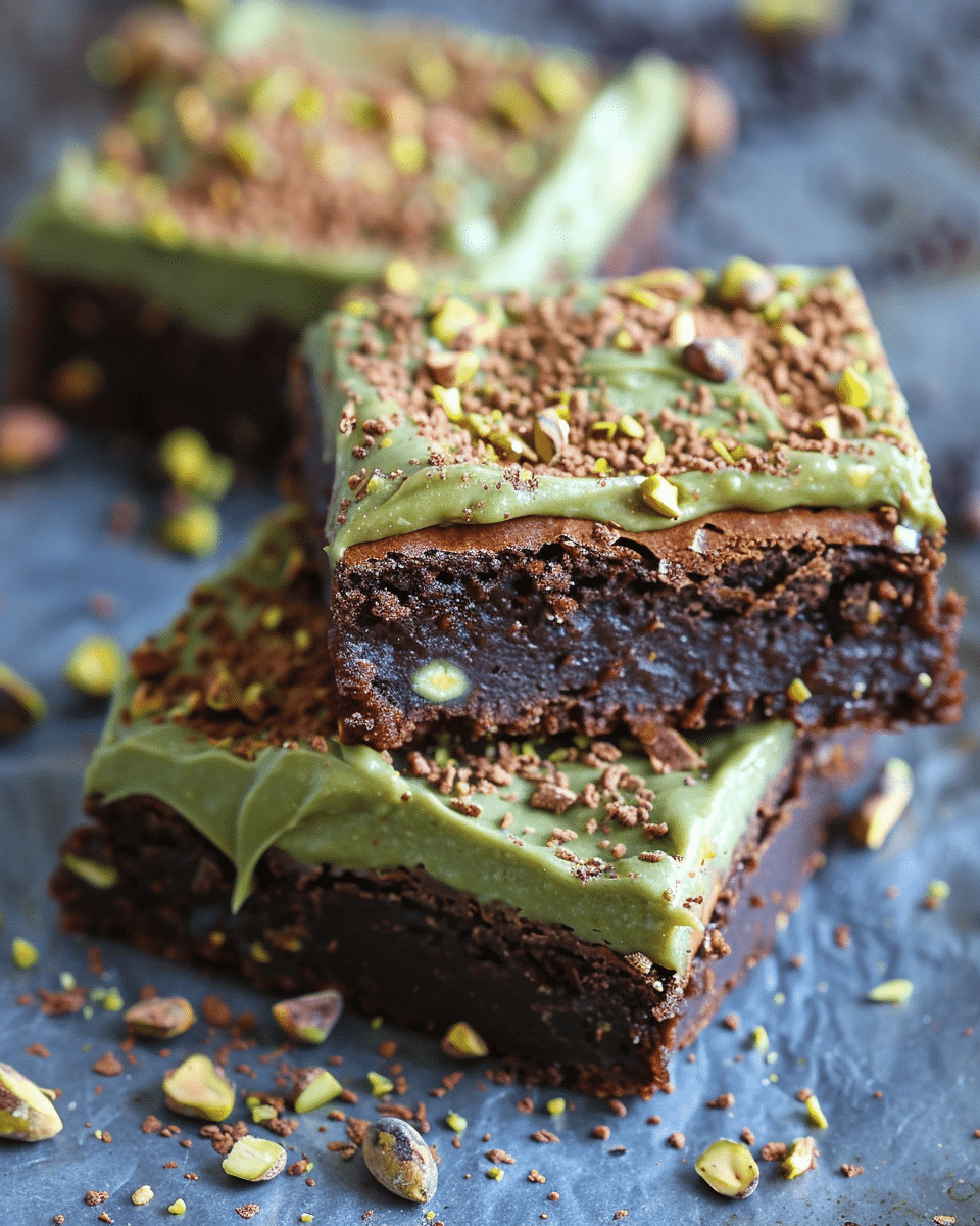 Pistachio Brownies with Pistachio Ganache