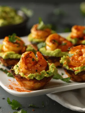 Spicy Shrimp Guacamole Bites
