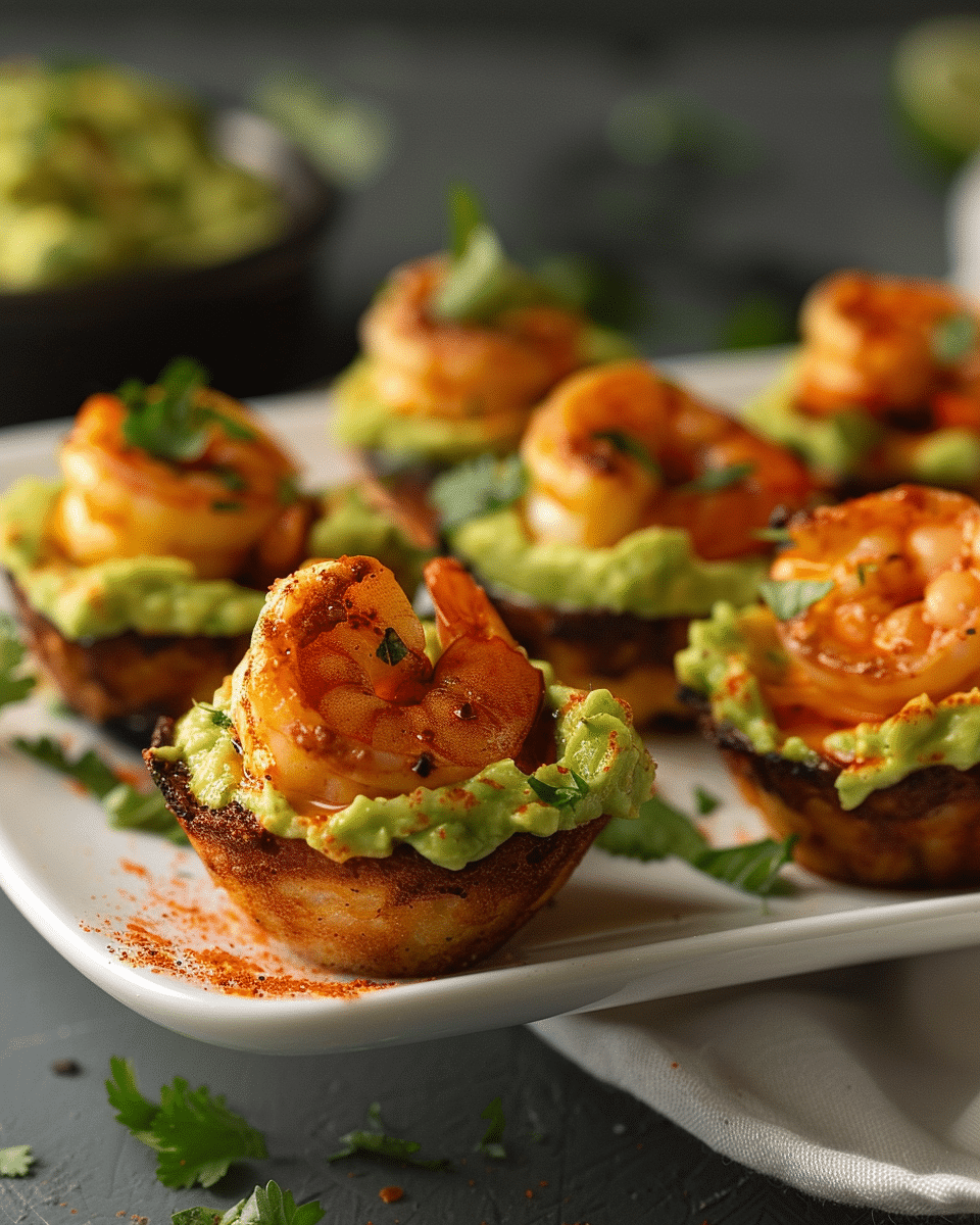 Spicy Shrimp Guacamole Bites