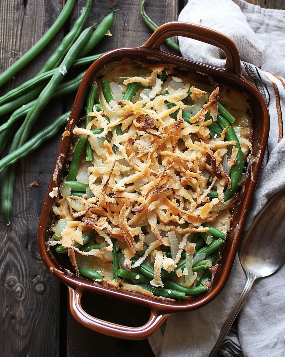Twice the Onion Green Bean Casserole
