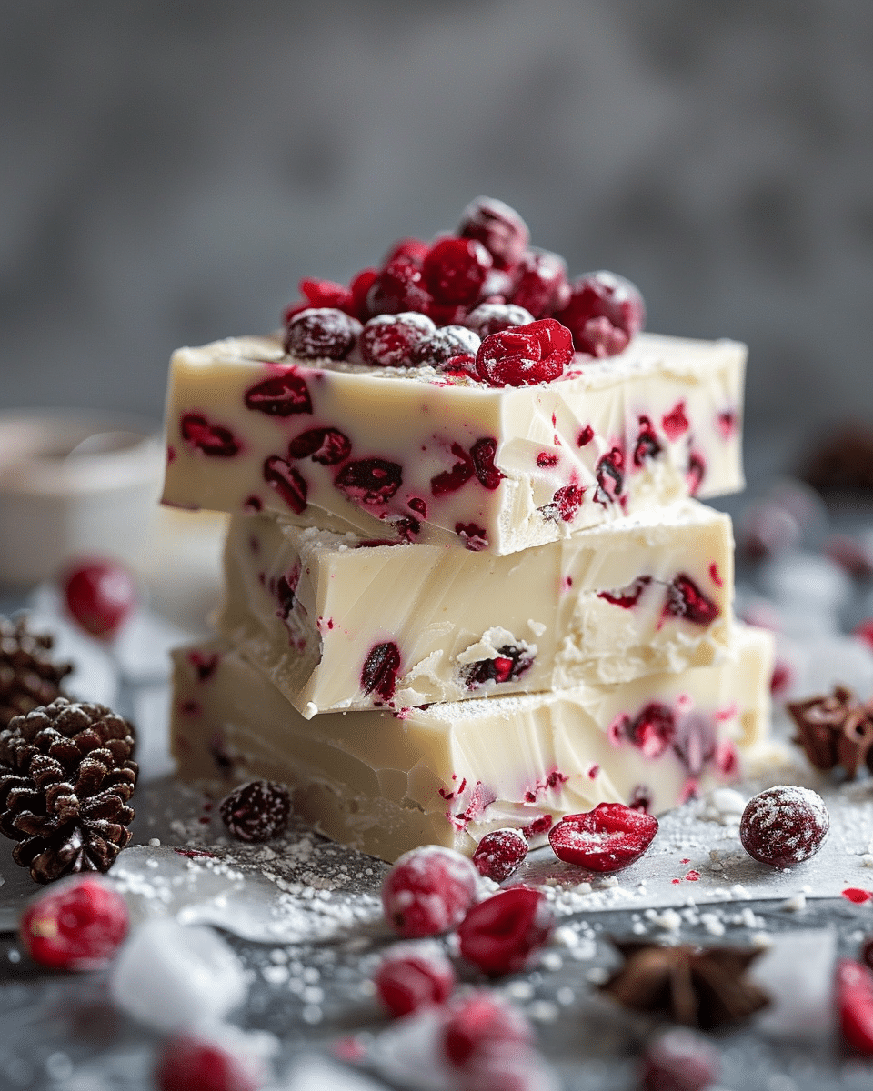 White Chocolate Cranberry Fudge