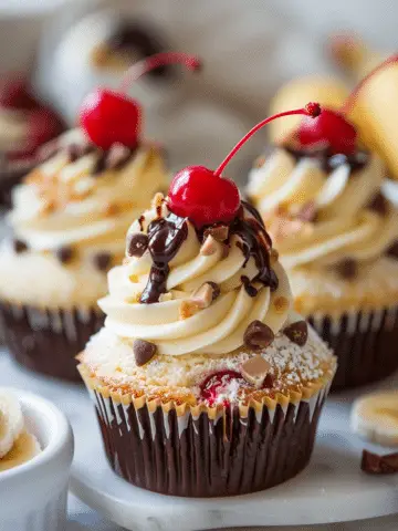 Banana Split Cupcakes