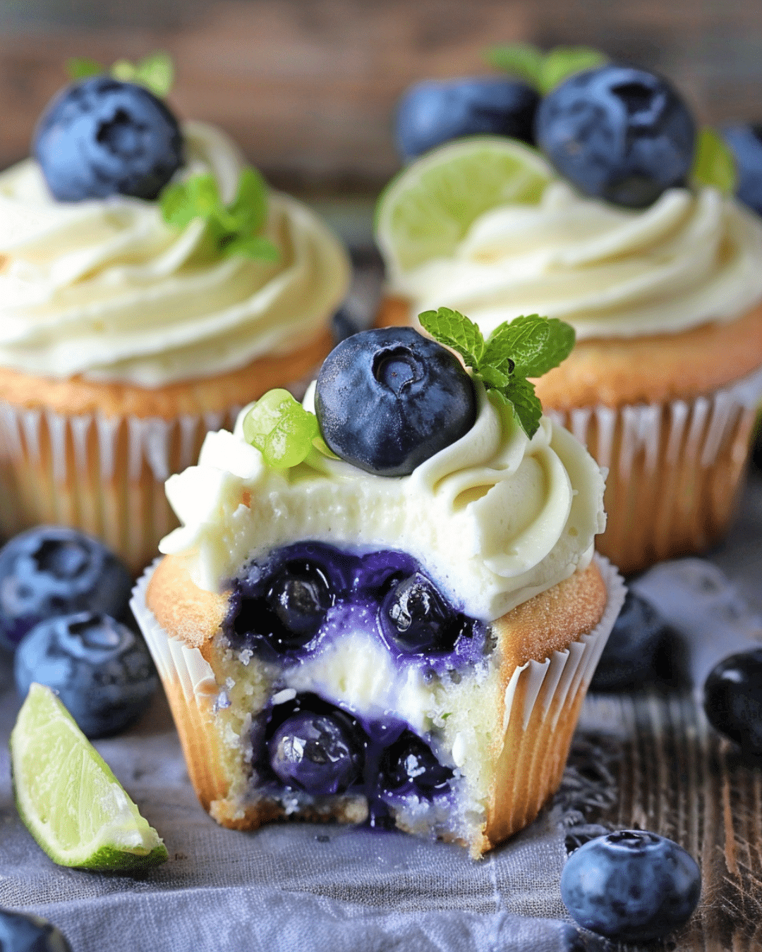 Blueberry Lime Cheesecake Cupcakes