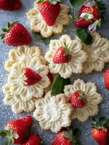 Buttery Strawberry Shortbread Cookies