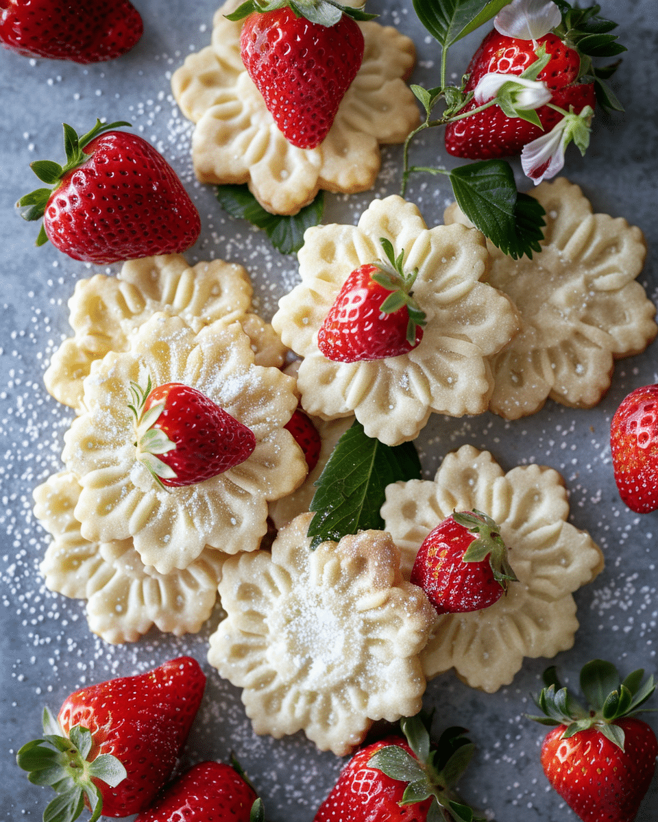 Buttery Strawberry Shortbread Cookies