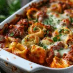 Cheesy Baked Tortellini Casserole with Savory Meat Sauce