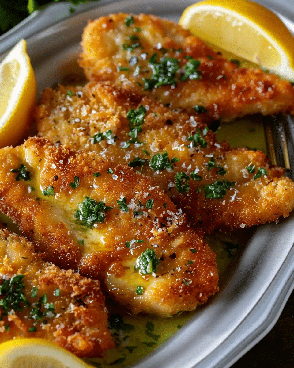 Crispy Lemon Chicken Cutlets with Salmoriglio Sauce