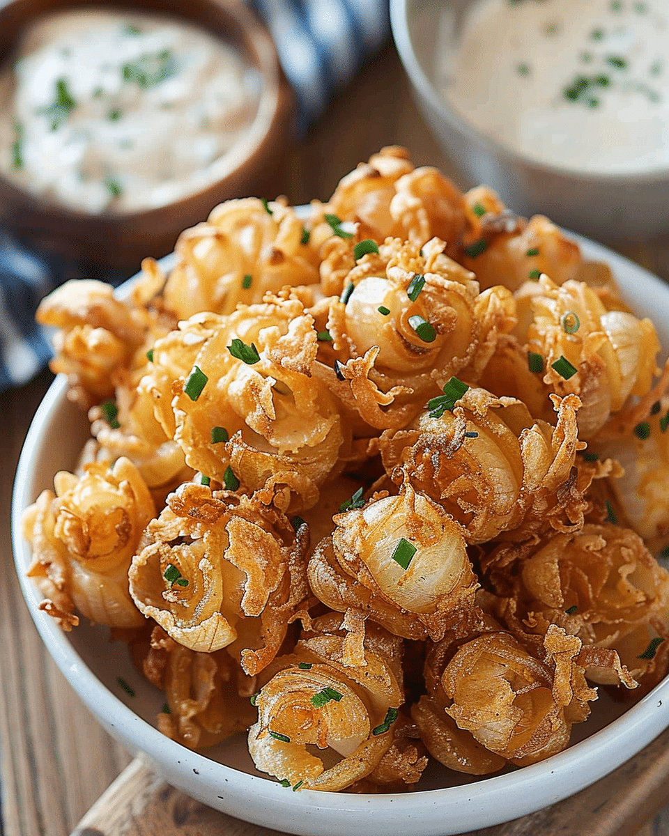 Crispy Mini Bloomin’ Onions with Buttermilk Ranch