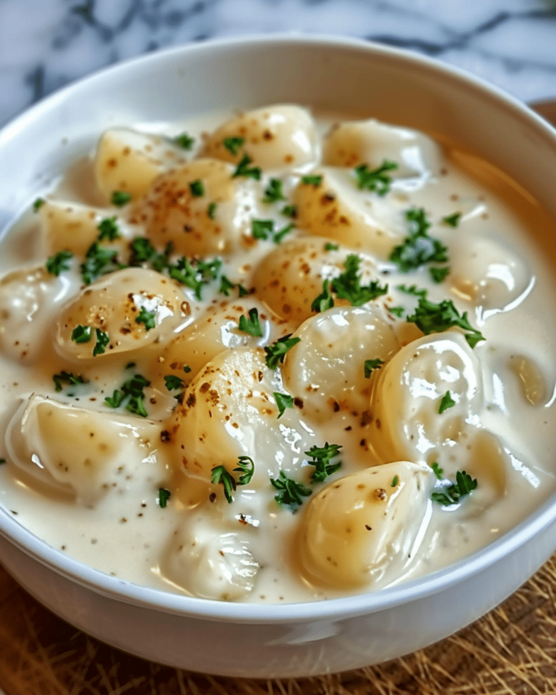 Easy Creamy Garlic Sauce Baby Potatoes