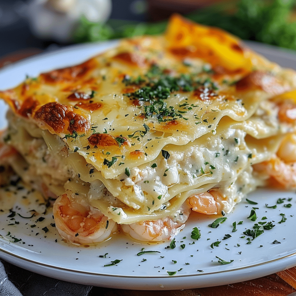 Garlic Butter Shrimp Scampi Lasagna