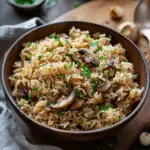Garlic Fried Rice with Mushroom Gravy
