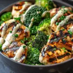 Grilled Chicken & Broccoli Bowls with Creamy Garlic Sauce