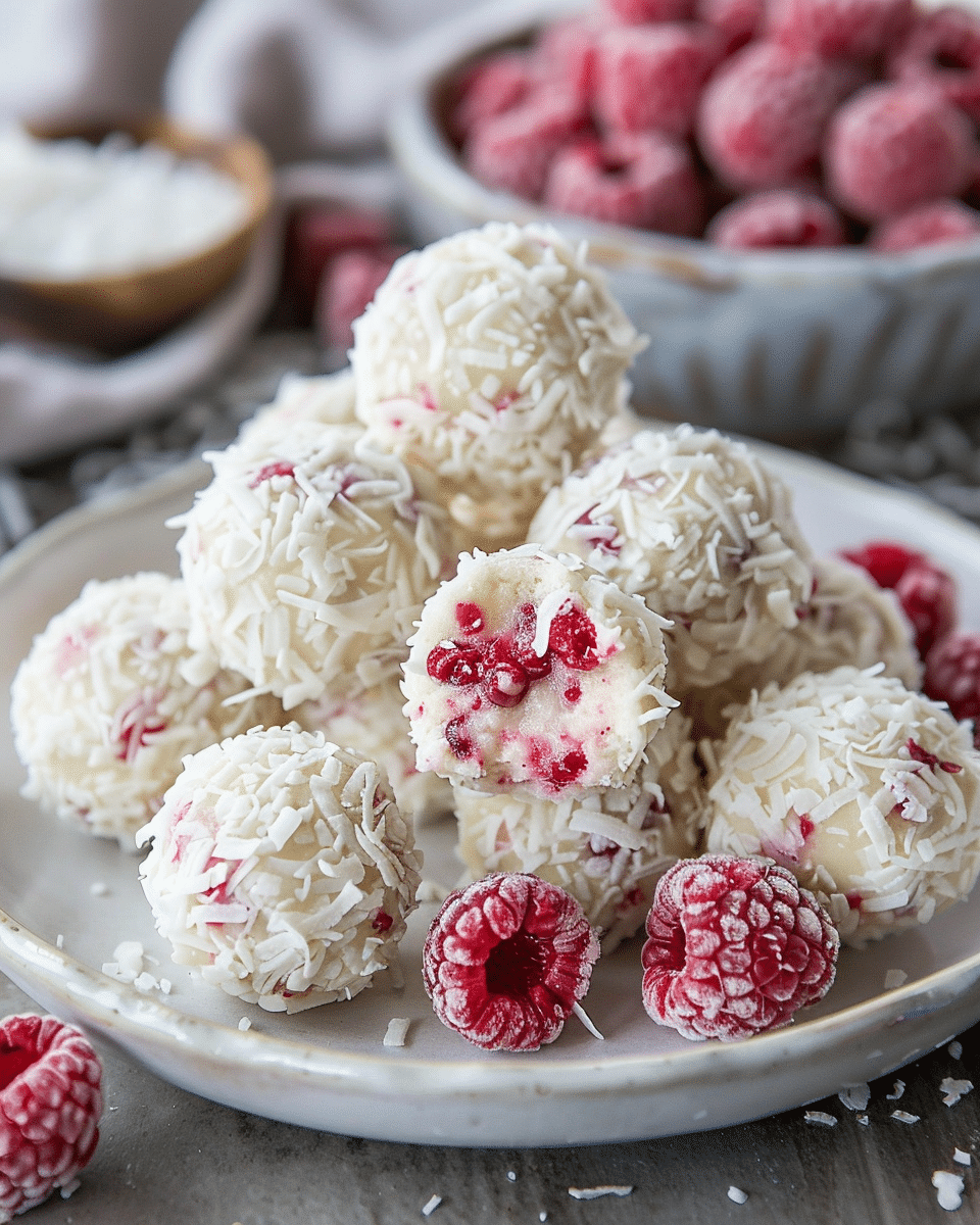 No-Bake Raspberry Coconut Balls