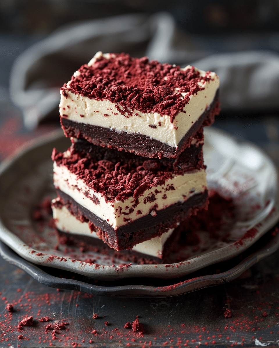 Red Velvet Brownie Cheesecake Bars