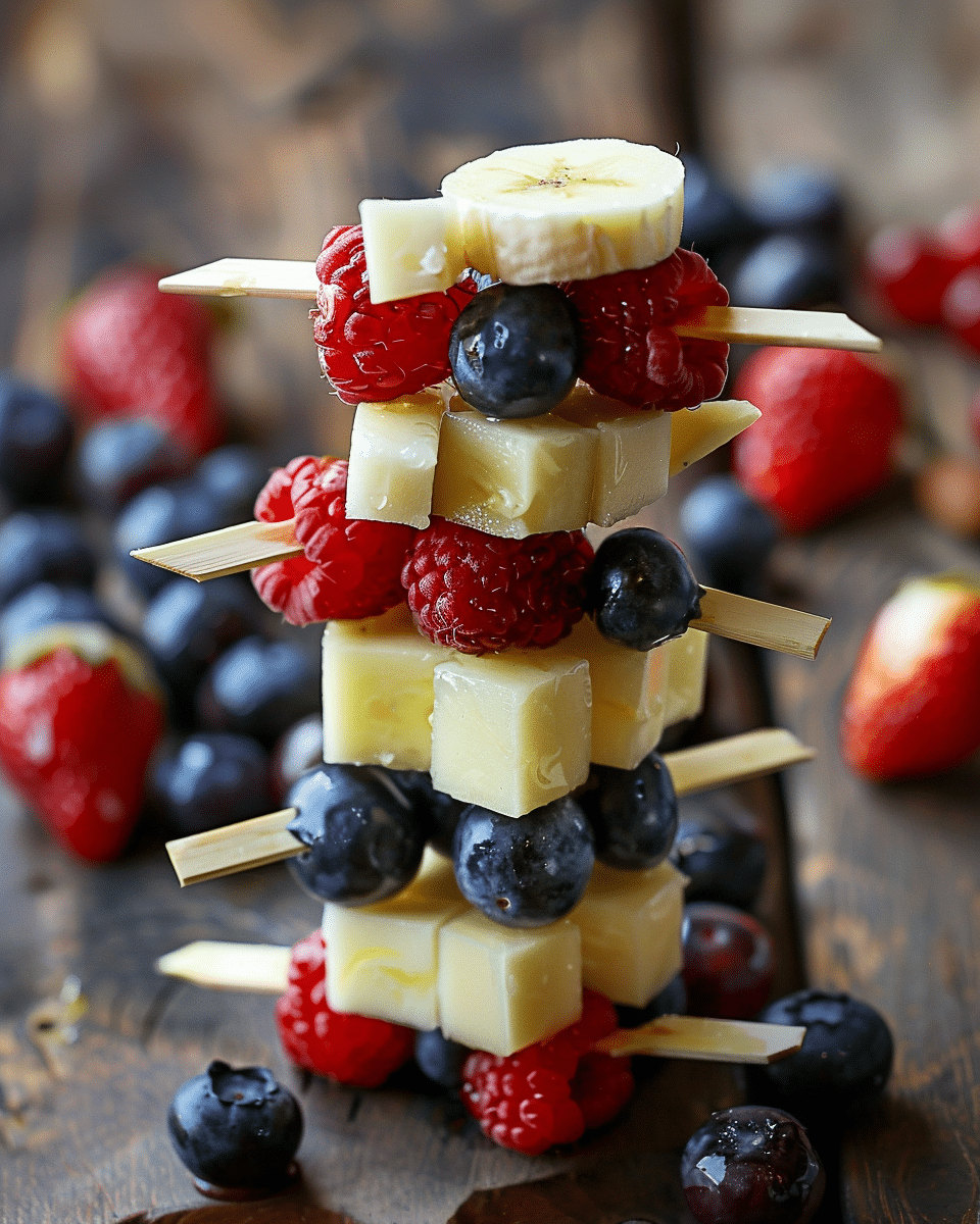 Red, White, and Blue Fruit and Cheese Skewers
