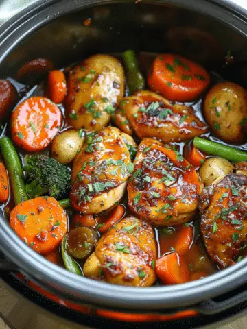 Slow Cooker Honey Garlic Chicken & Veggies