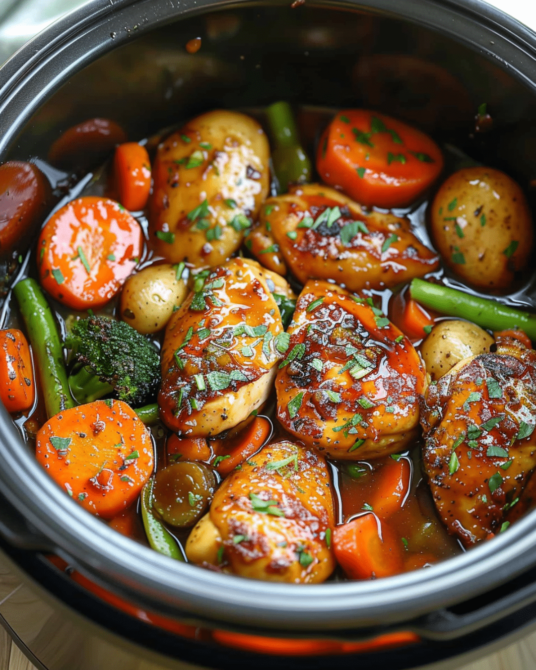Slow Cooker Honey Garlic Chicken & Veggies
