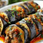 Spicy Beef Eggplant Rolls
