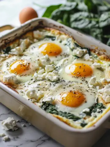 Spinach White Bean Egg Bake with Feta