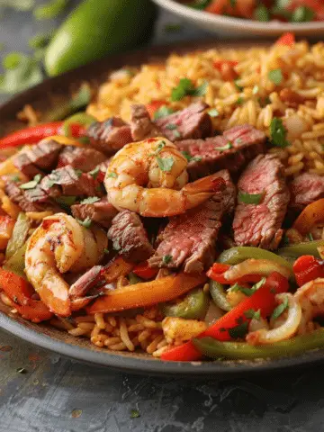 Steak & Shrimp Fajita Rice Plate