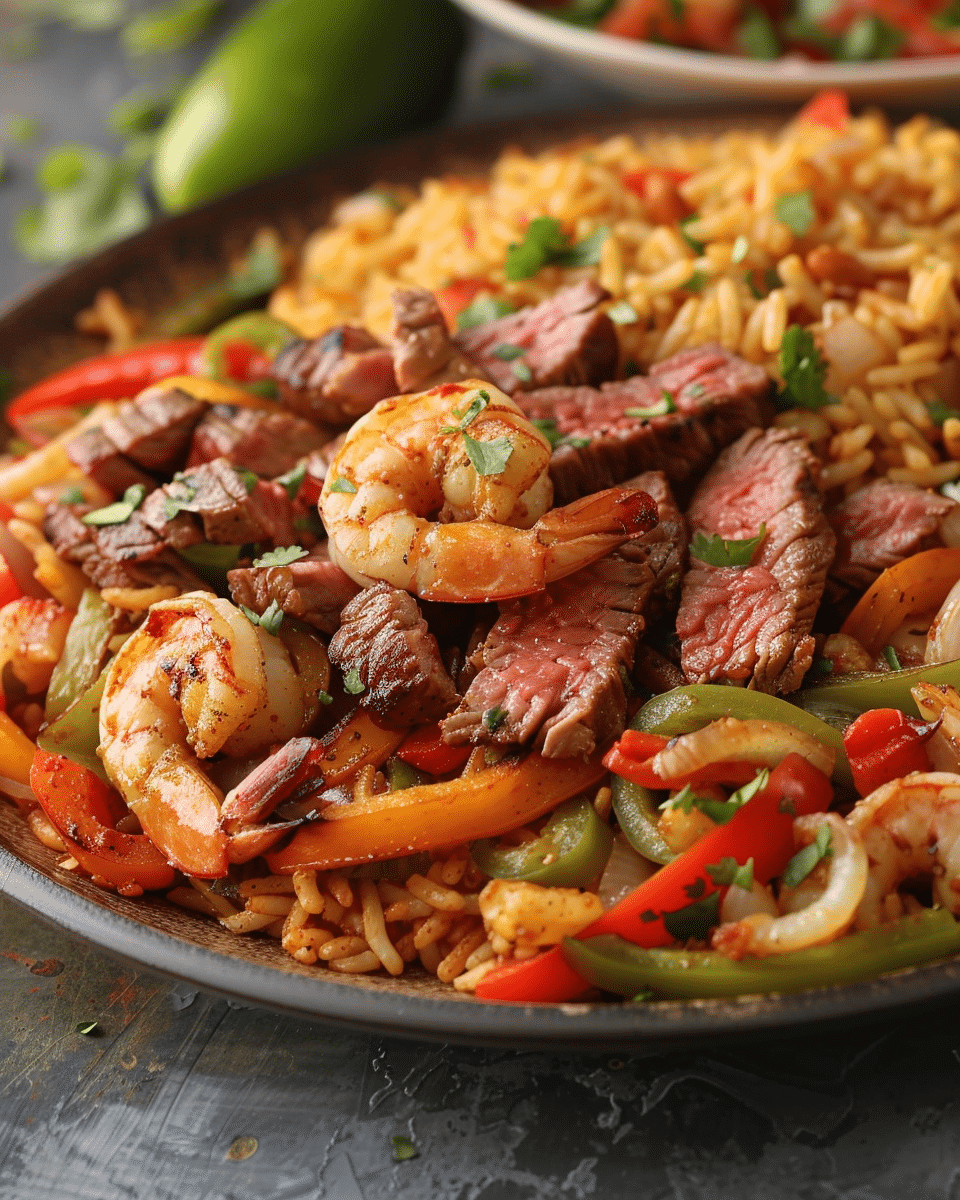 Steak & Shrimp Fajita Rice Plate