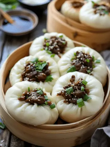 Steamed Bao Buns with Savory Beef Filling