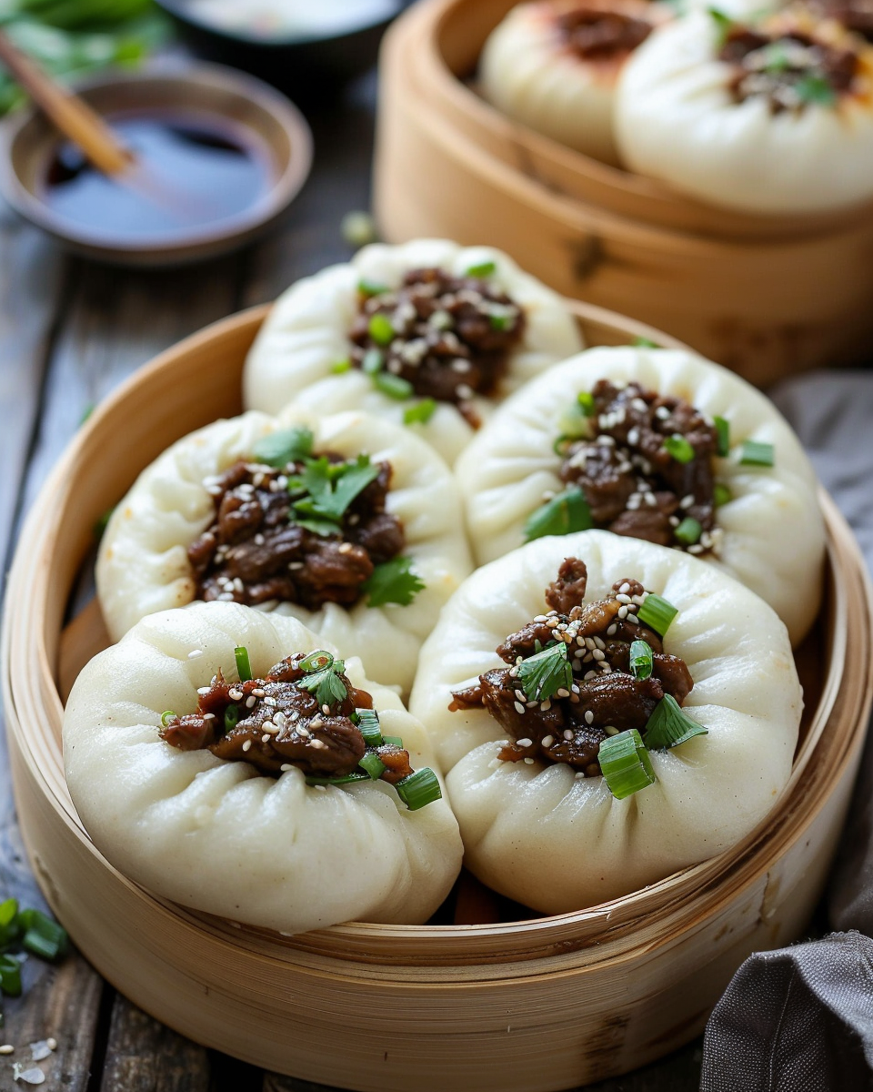 Steamed Bao Buns with Savory Beef Filling