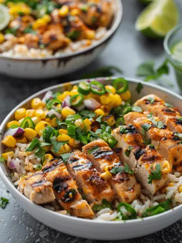 Street Corn Chicken Rice Bowls