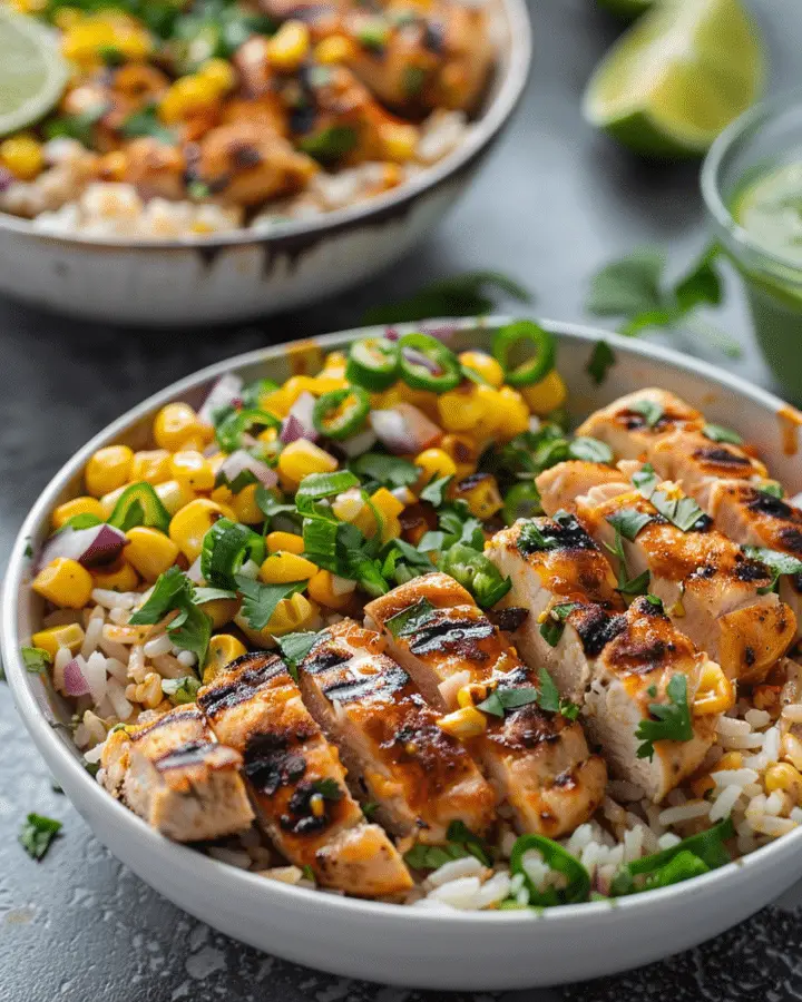 Street Corn Chicken Rice Bowls | Cheryl's Cooking