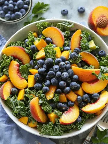 Summer Peach & Blueberry Kale Salad