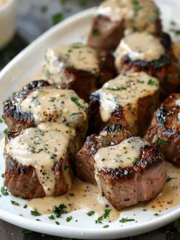 Tender Garlic Butter Steak Bites in Creamy Parmesan Sauce