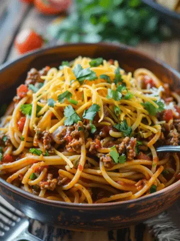 The Best CrockPot Taco Spaghetti