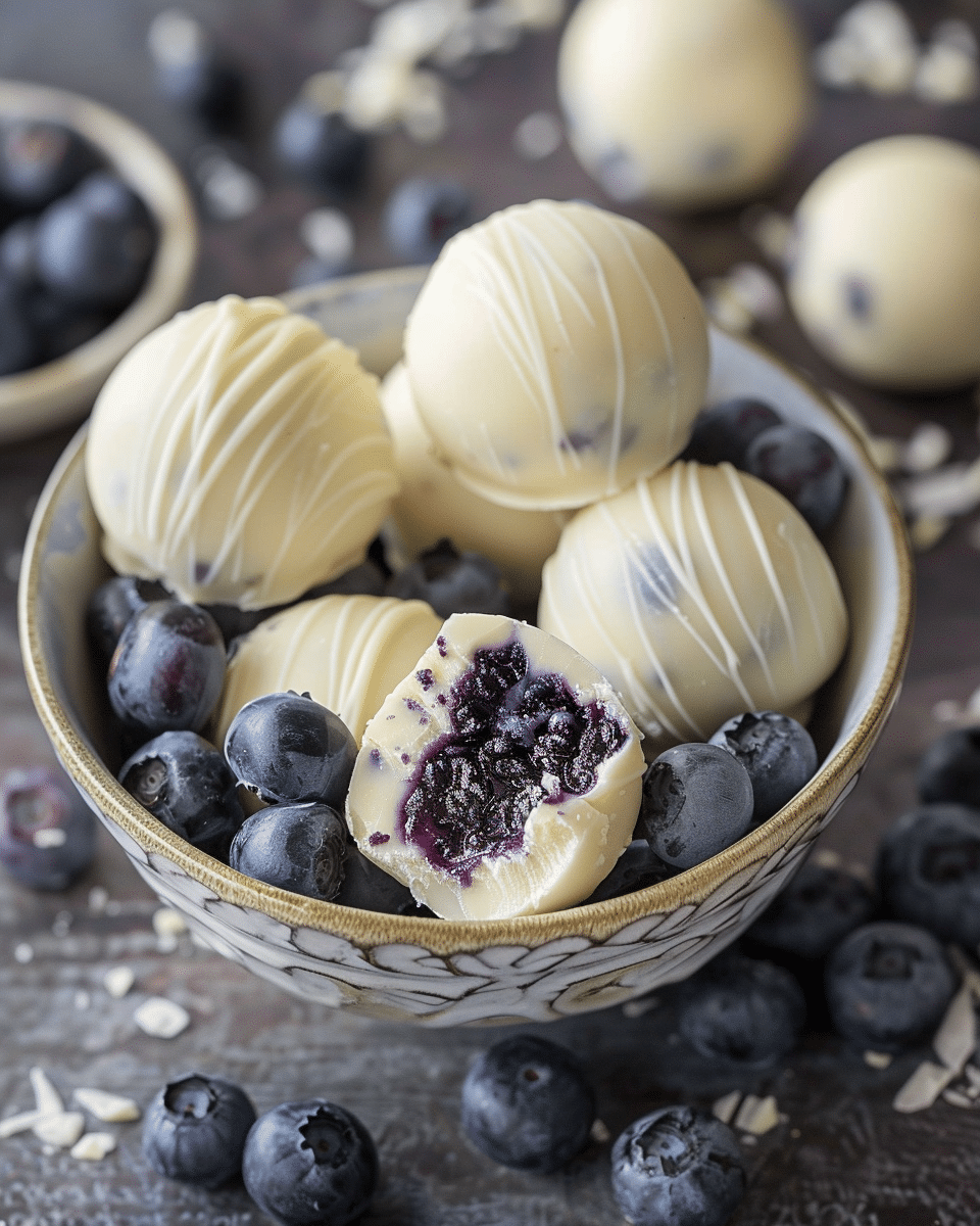 White Chocolate Blueberry Truffles