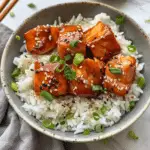 Air Fried Teriyaki Salmon Bites Rice Bowl