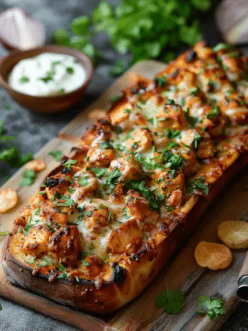 Cheesy Tandoori Chicken Garlic Bread