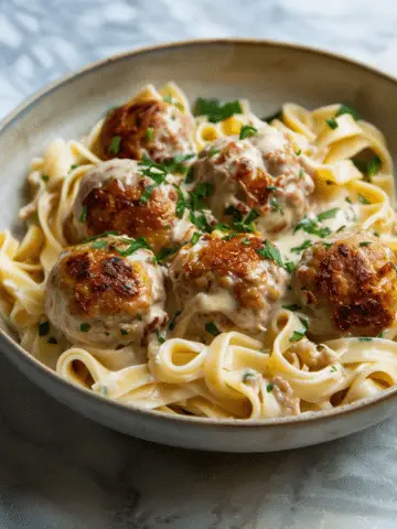 Chicken Meatballs with Egg Noodles
