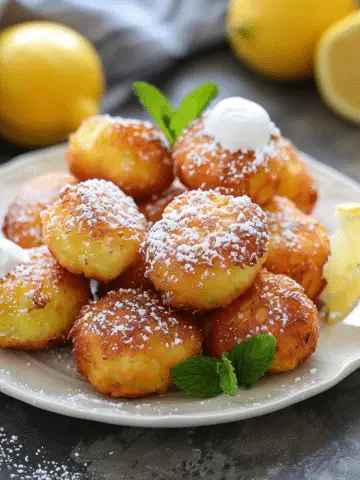 Crispy Golden Italian Lemon Ricotta Fritters with a Hint of Fresh Mint