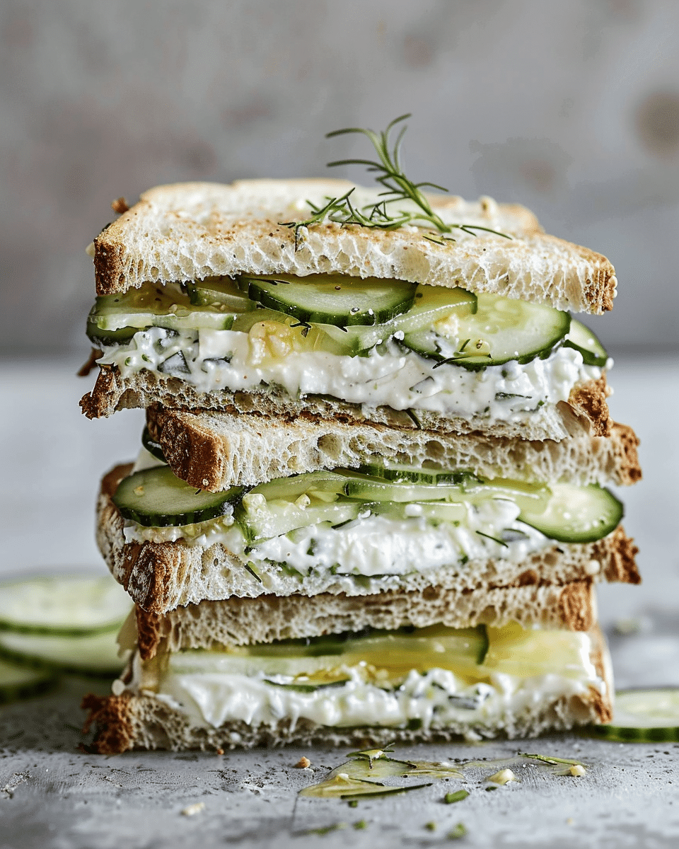 Cucumber and Cream Cheese Sandwich