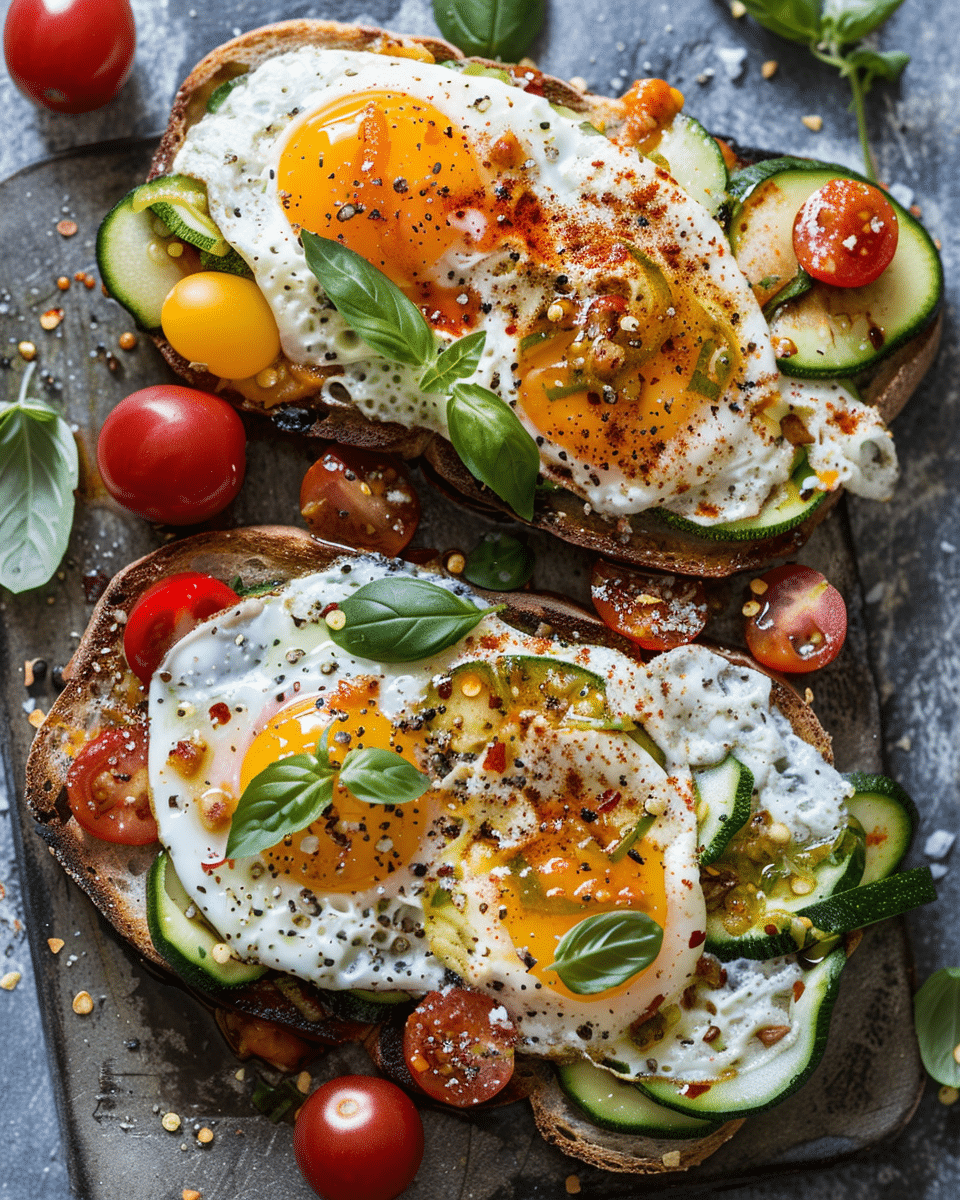 Mediterranean Egg Toast with Vegetables