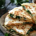 Mediterranean Quesadillas with Spinach, Feta & Mozzarella