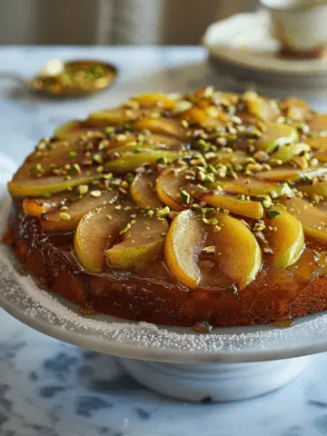 Pistachio-Pear Upside-Down Cake