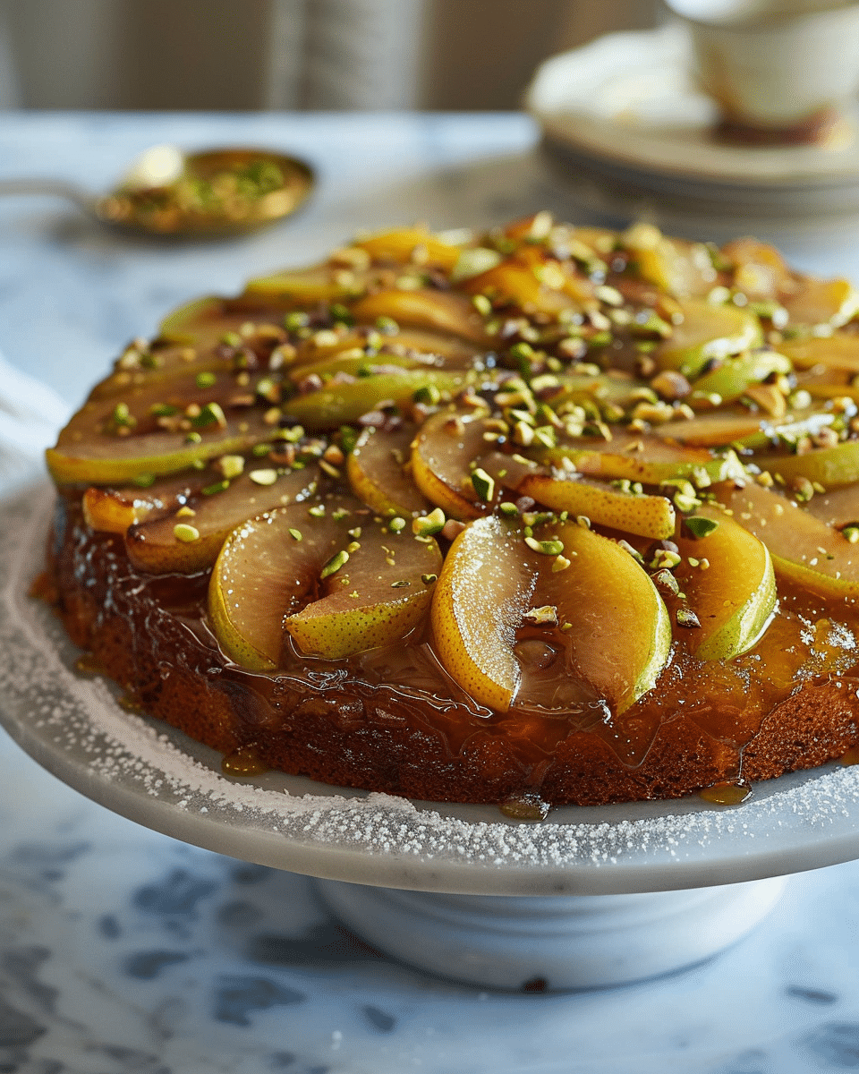 Pistachio-Pear Upside-Down Cake