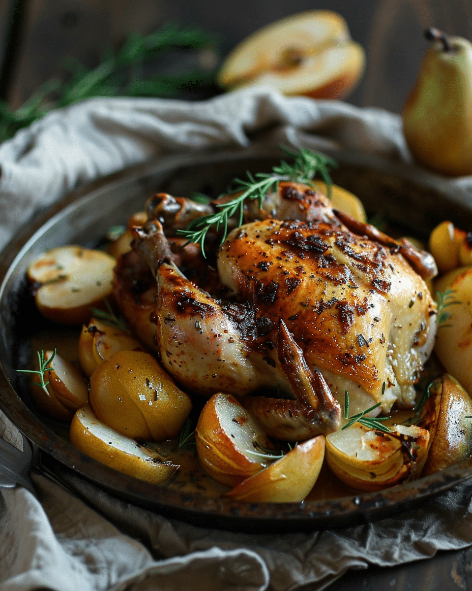 Roasted Chicken with Fennel and Pears