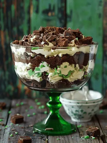 St. Patrick’s Day Brownie Trifle