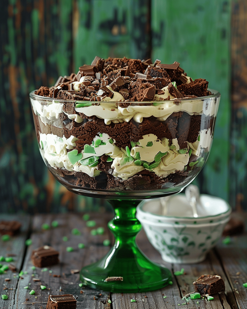 St. Patrick’s Day Brownie Trifle