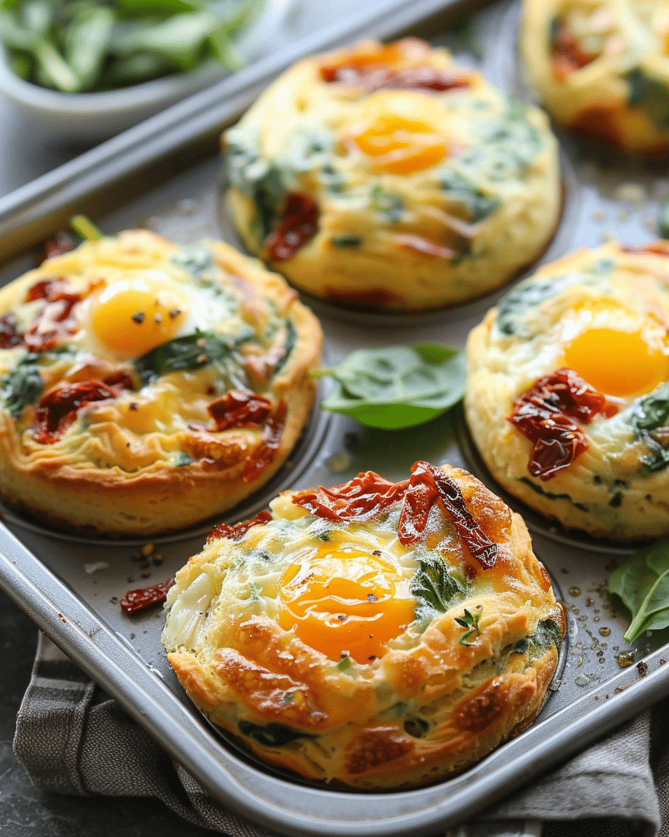 Sun-Dried Tomato Spinach Egg Biscuits