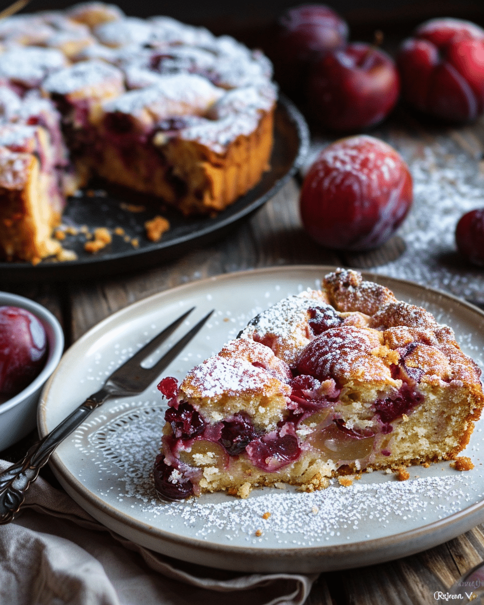 Traditional German Plum Cake (Zwetschgenkuchen)