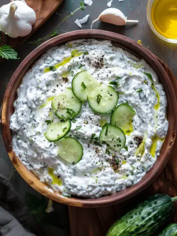 Traditional Greek Tzatziki (Garlic Cucumber Yogurt Dip)